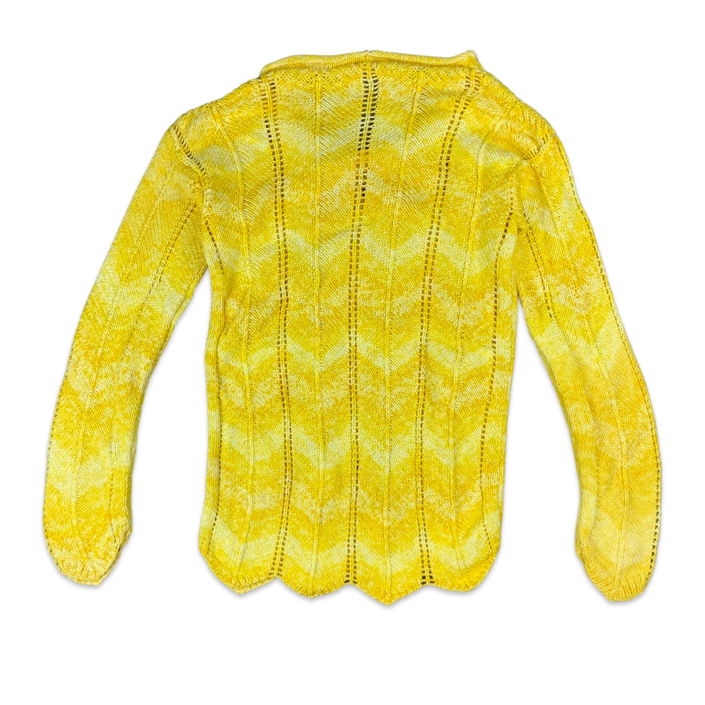 Vintage Yellow & White Knitted Jumper 6 8