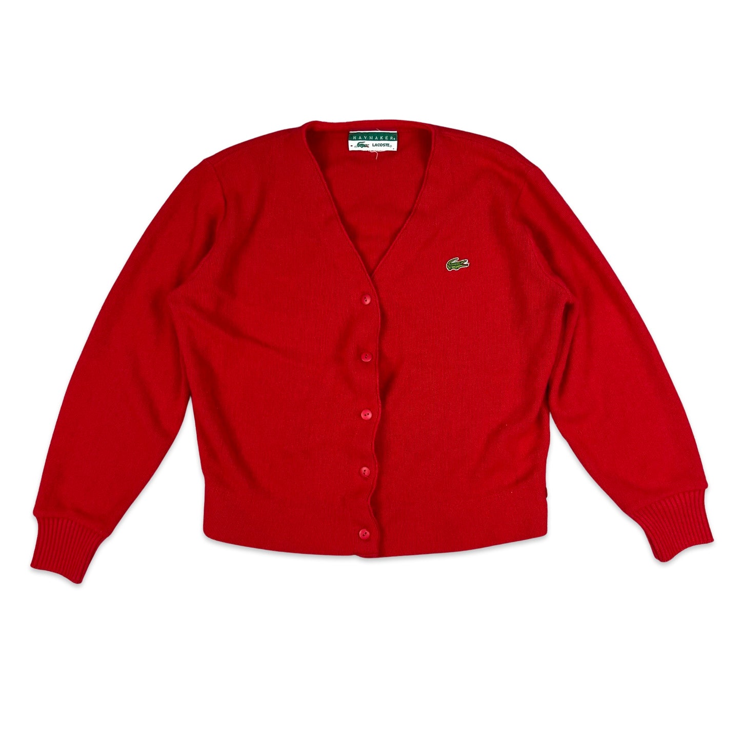 Vintage Lacoste Knit Cardigan Red 10 12 14