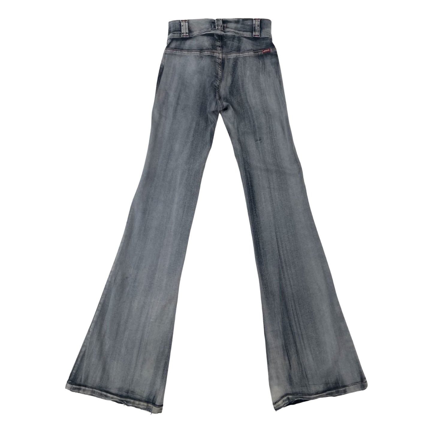 Vintage Y2K Grey Painted Effect Flared Jeans 6