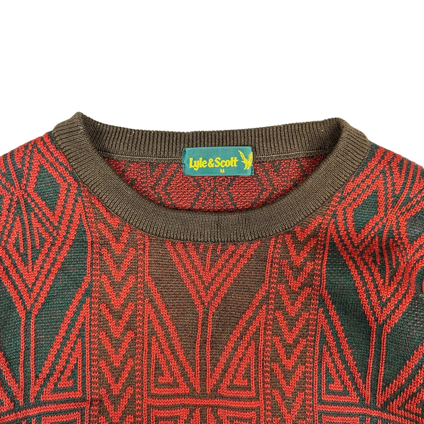 Vintage Lyle & Scott 90s Patterned Knit Jumper S