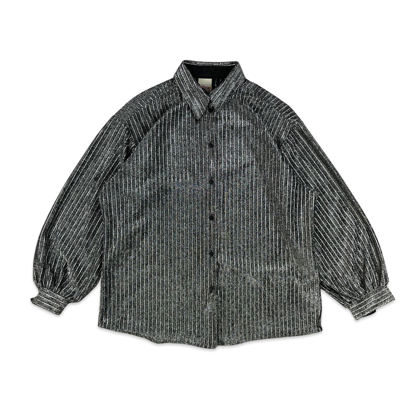 Vintage 80s Silver Lurex Shirt 18 20 22