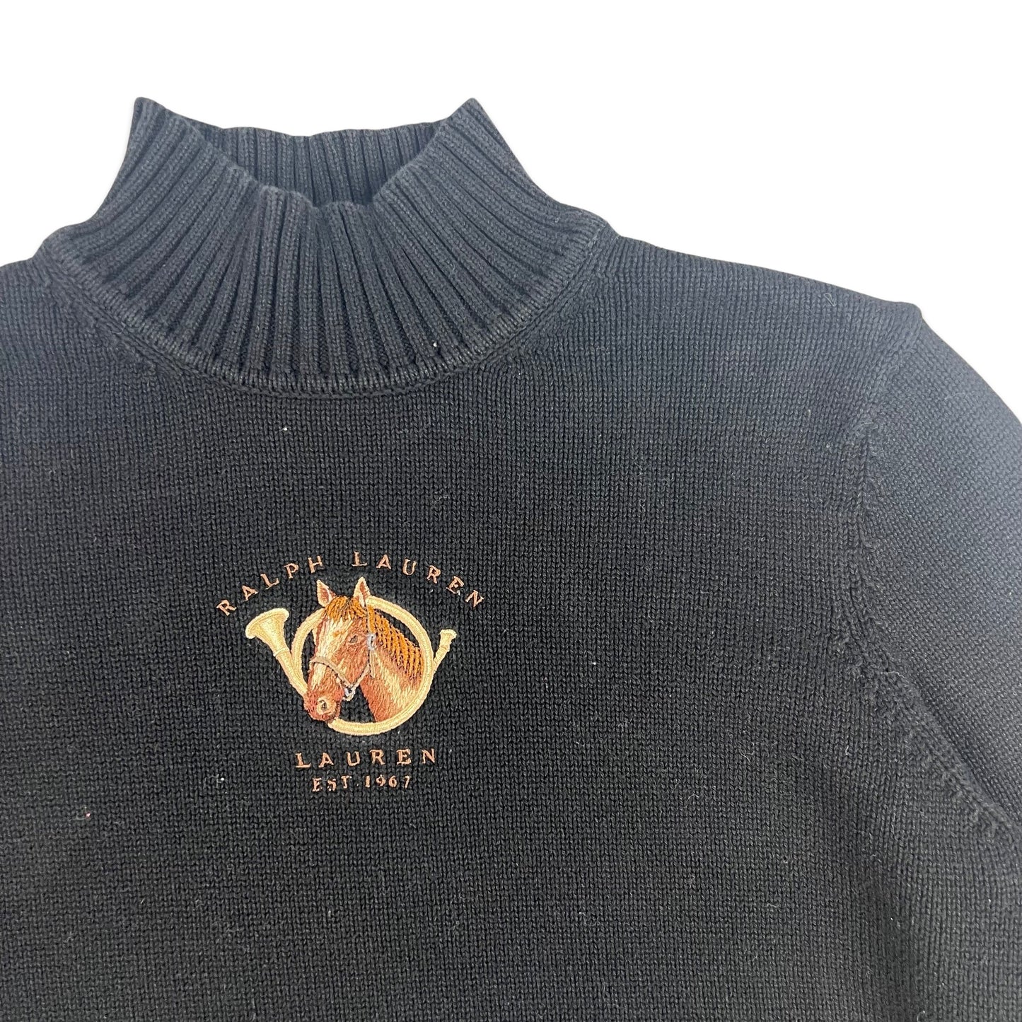 Vintage Ralph Lauren Knit Jumper Black Brown 8 10 12