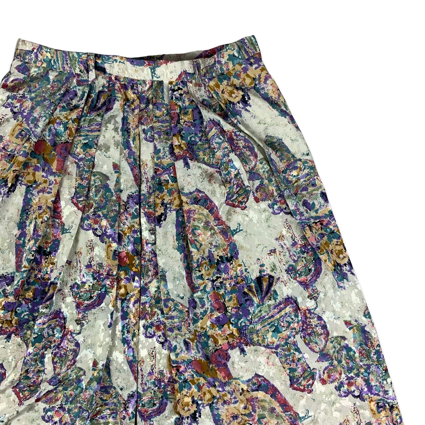 Vintage Abstract Print Multicolour Pleated Skirt 12