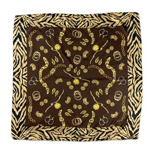 Vintage Brown Gold Black Animal Print Novelty Scarf