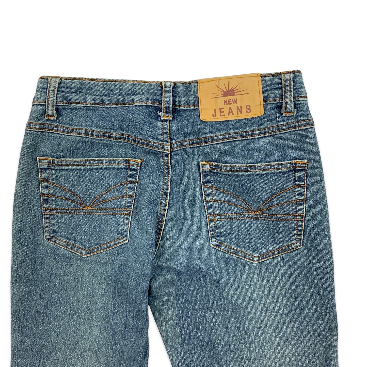 Y2K Mid Wash Flared Jeans with Lace Up Detail