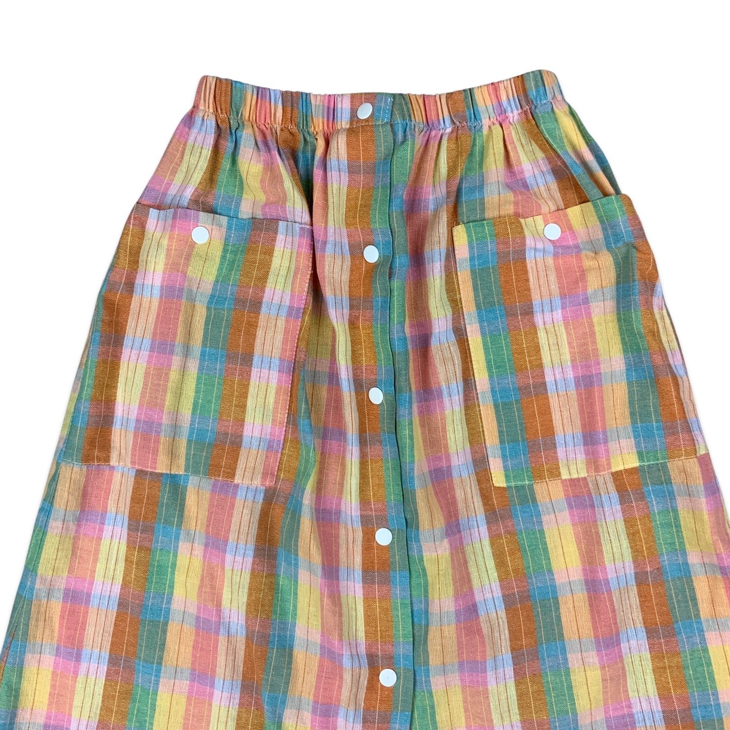 Vintage Pastel Gingham Pocket Midi Skirt 4 6