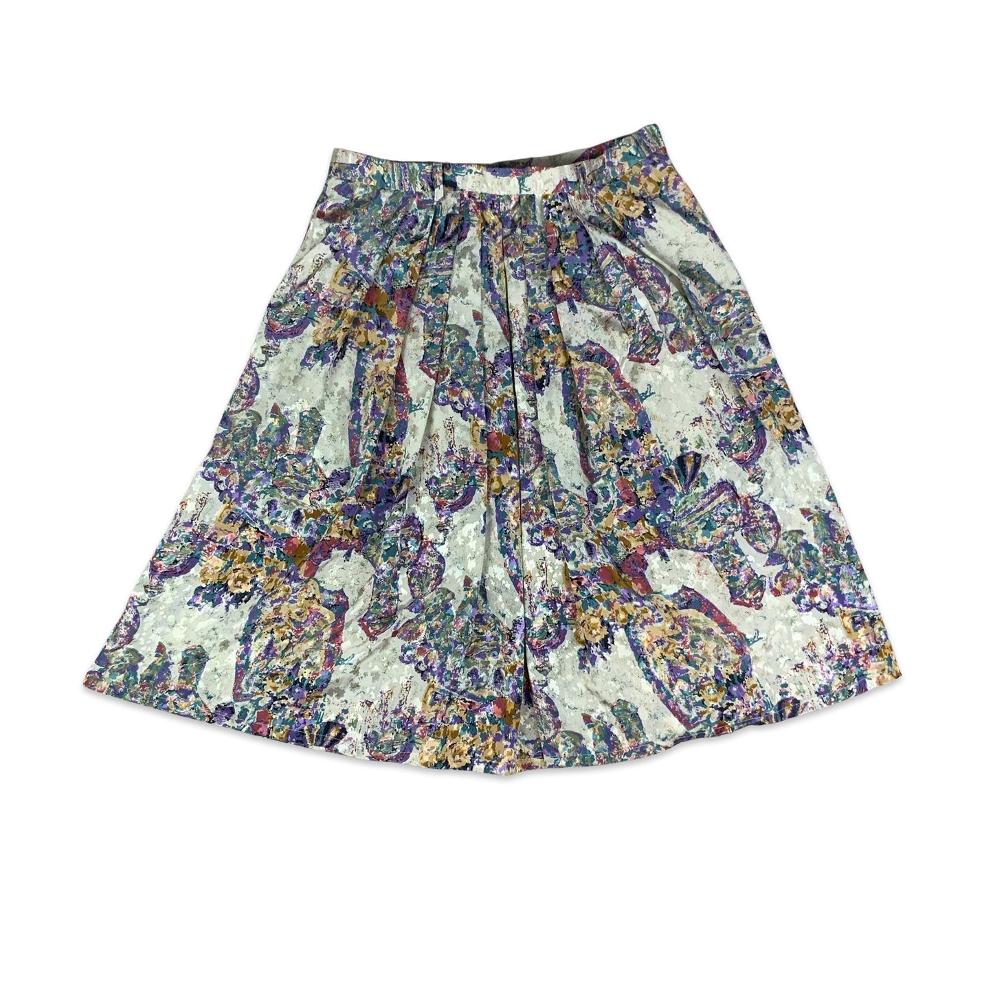 Vintage Abstract Print Multicolour Pleated Skirt 12