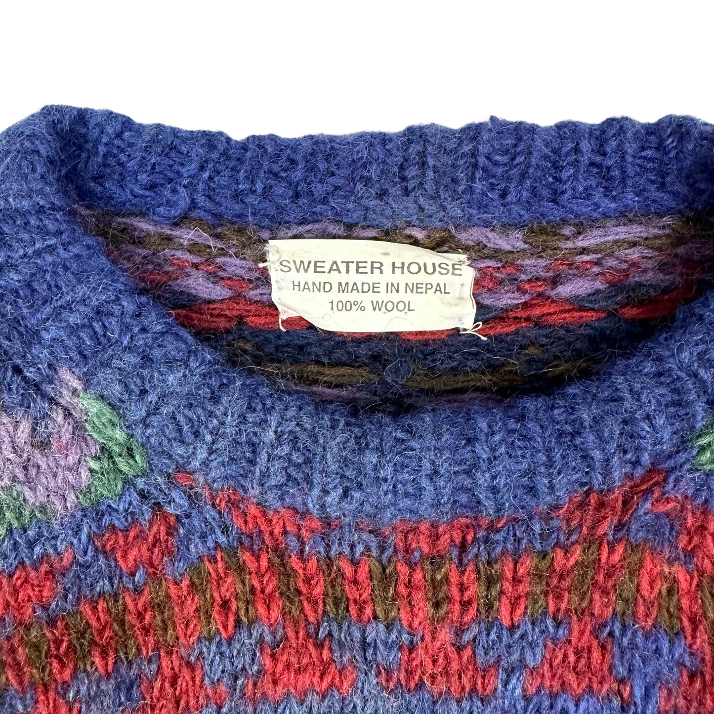 Vintage 90s Patterned Wool Knit Jumper L