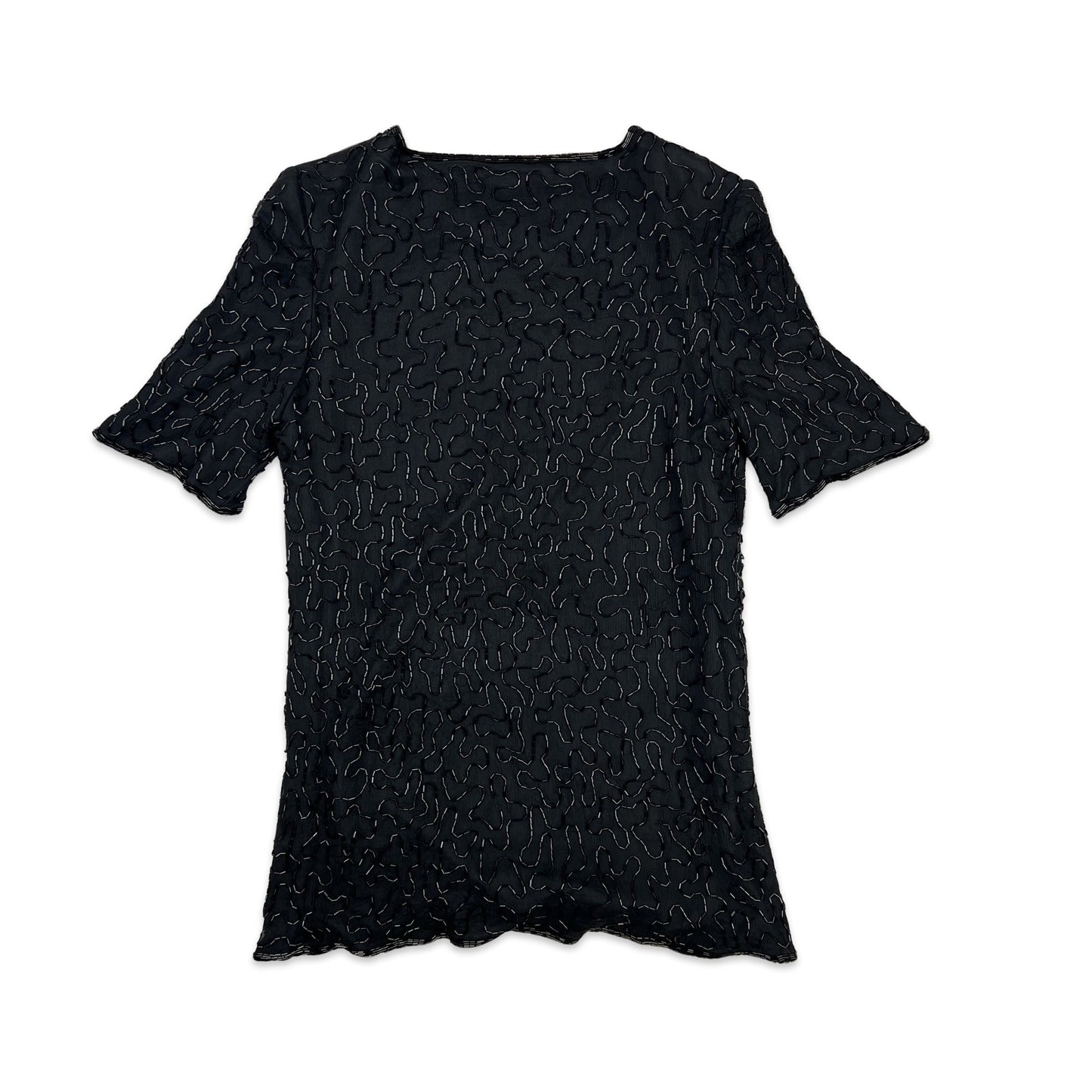 Vintage 80s Boxy Oversized Sequin Blouse Black 8 10