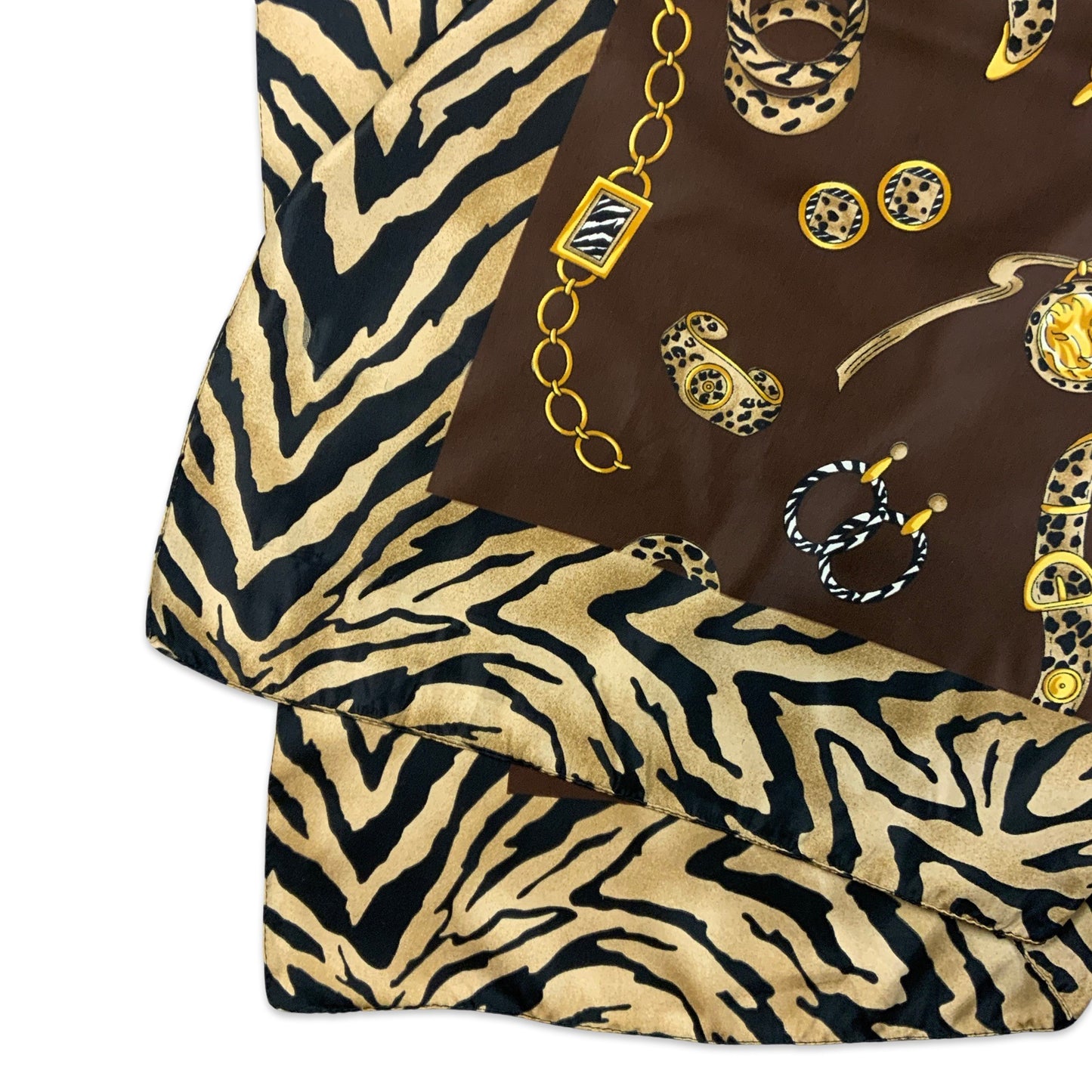 Vintage Brown Gold Black Animal Print Novelty Scarf