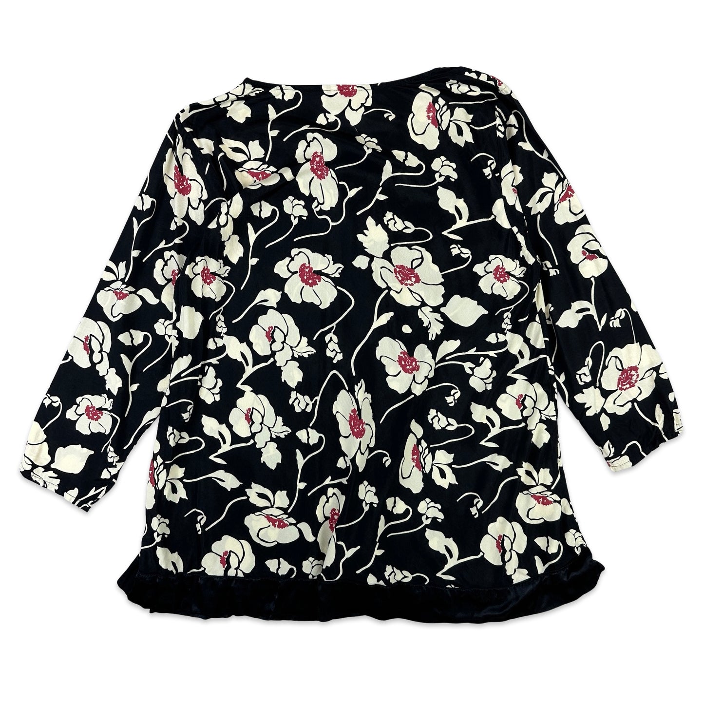 Vintage Floral Blouse Black UK 14 16