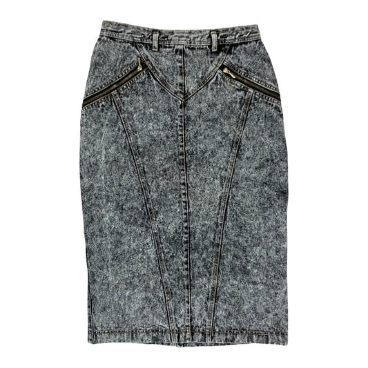 Vintage 90s Acid Wash Grey Denim Skirt 10