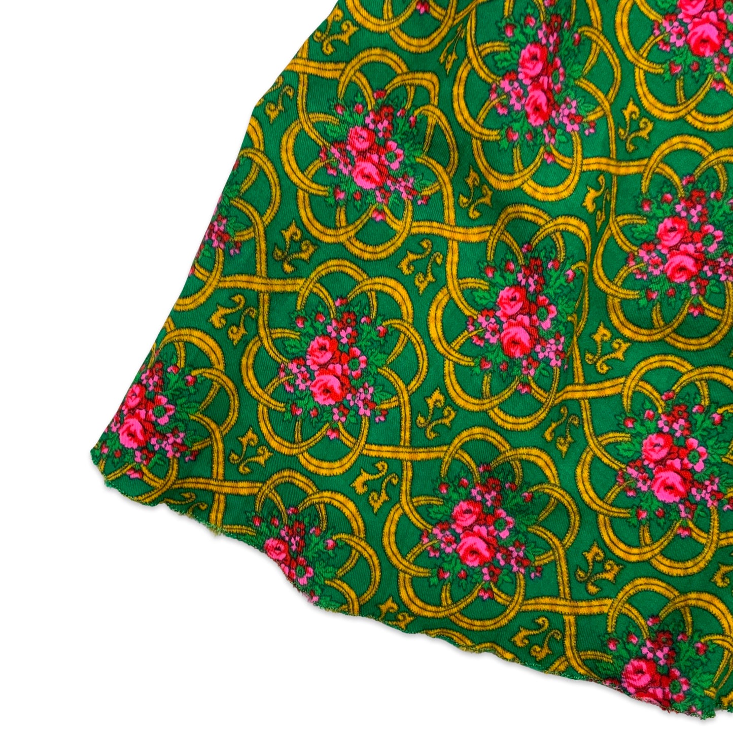 60s 70s Vintage Floral Dress Green Pink Yellow 10 12 14