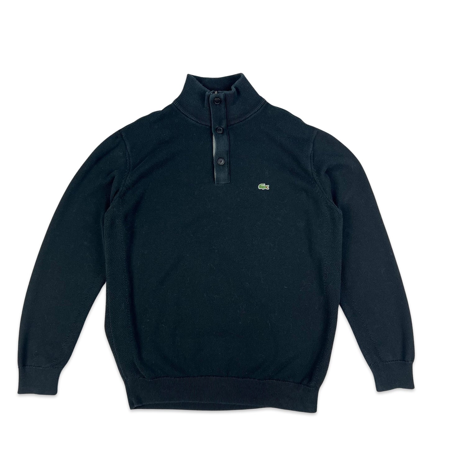 00s Vintage Lacoste Knit Quarter Zip Jumper Black M L