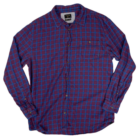 Vintage Quiksilver Red and Blue Plaid Flannel Shirt XL XXL