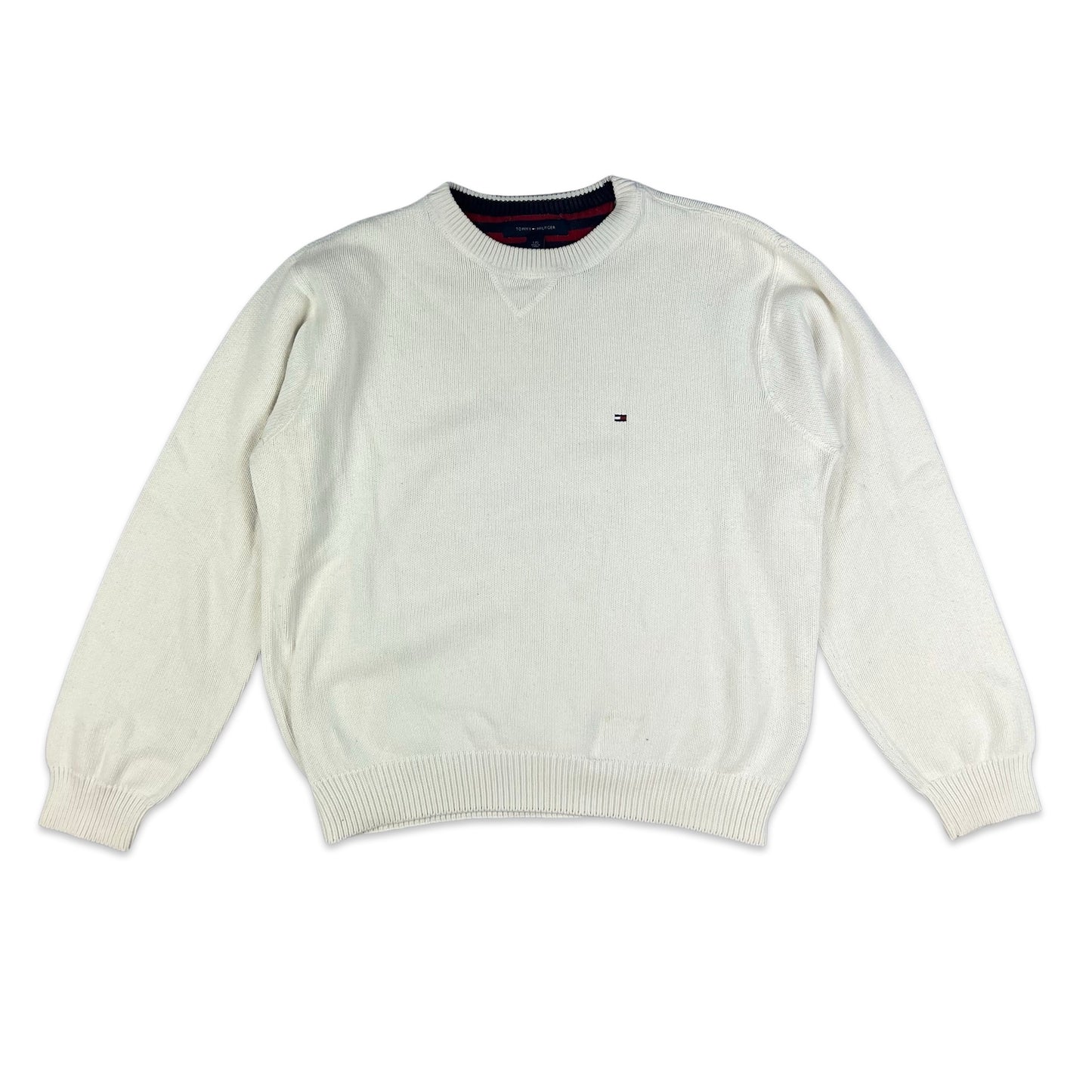 90s 00s Vintage Tommy Hilfiger Knit Jumper Cream L XL