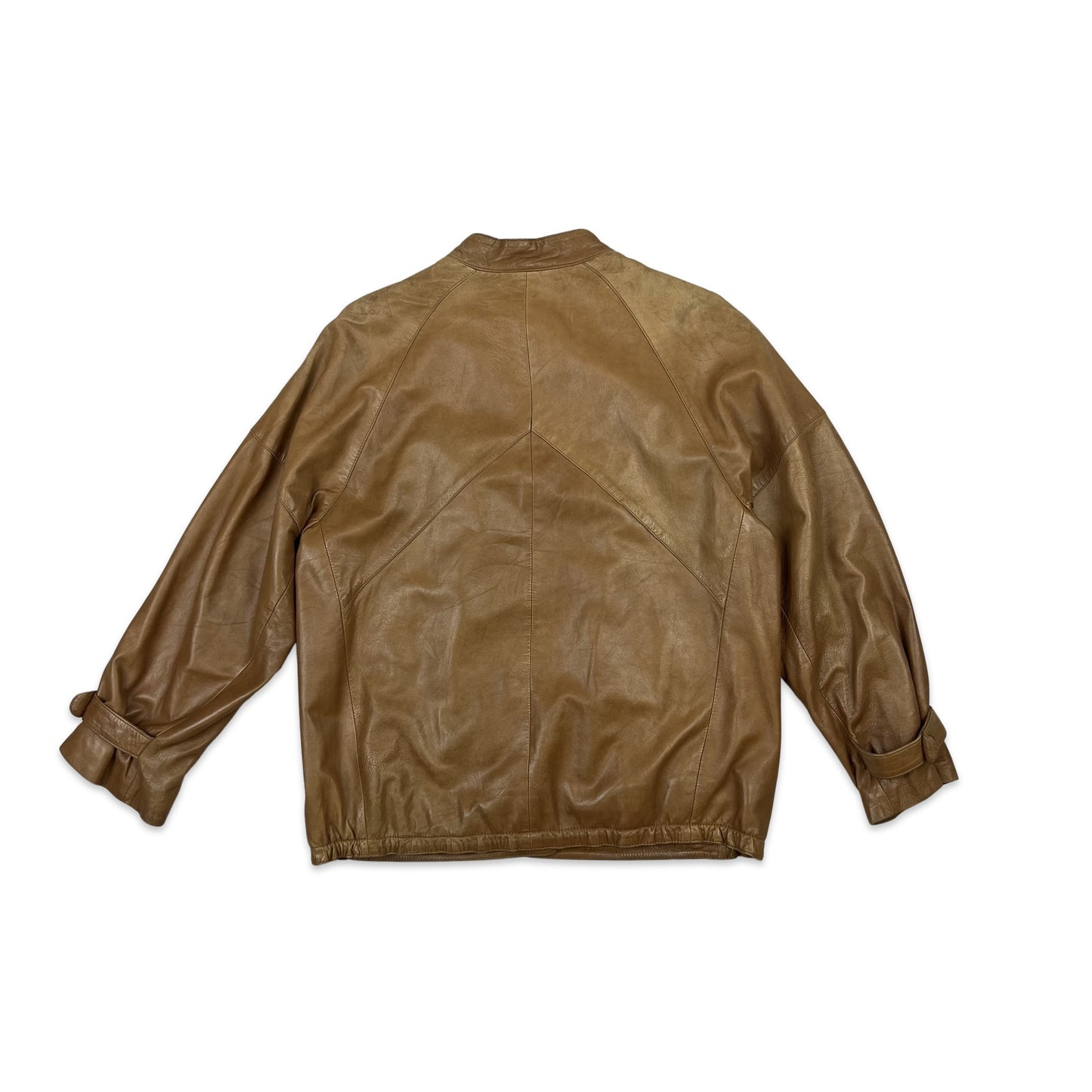 Vintage 80s Leather Jacket Tan 14 16