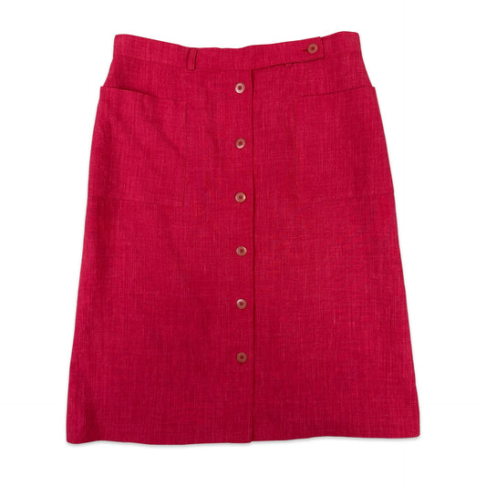 90s Vintage Bright Hot Pink Button Down Skirt 14 16