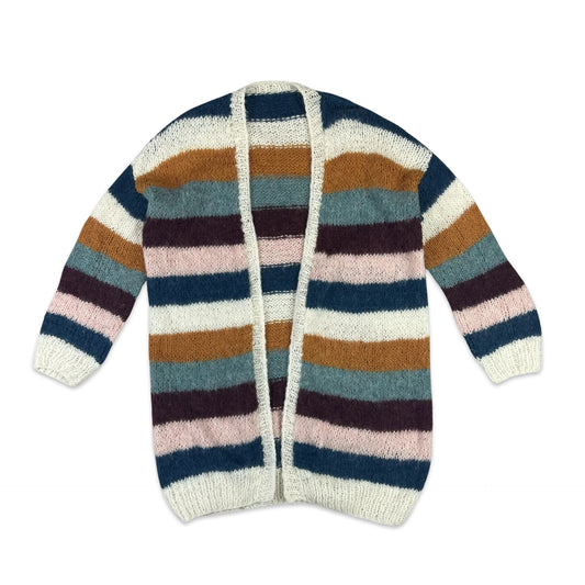 Vintage Mohair Striped Midi Cardigan Multicoloured 10 12 14 16