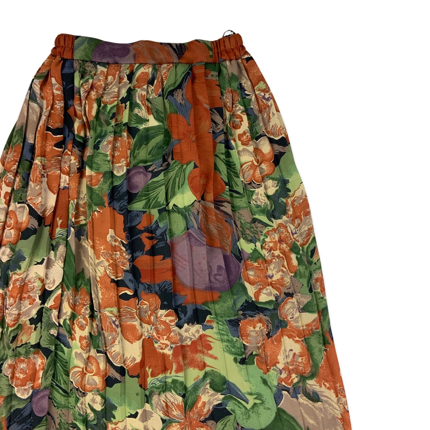 Vintage Purple Orange & Green Pleated Midi Skirt 8 10 12 14 16