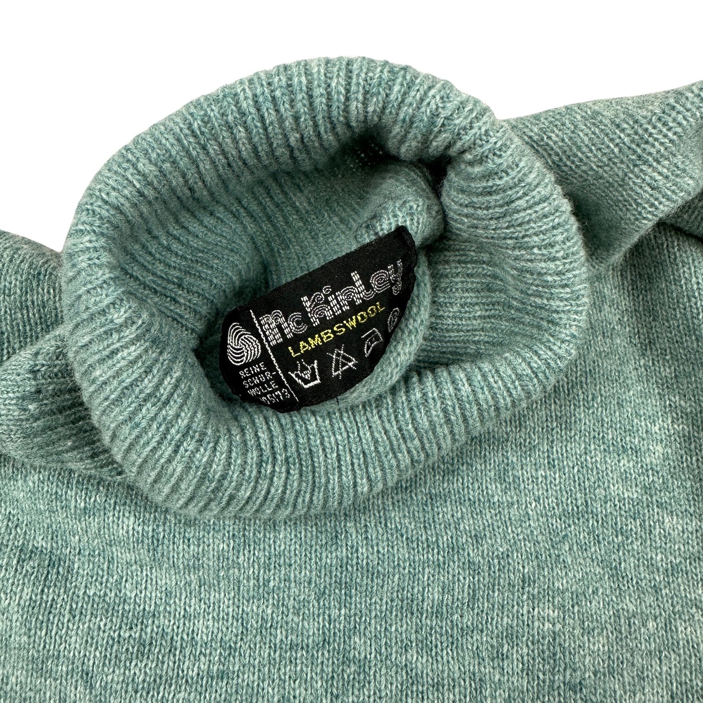 Vintage 80s Teal Wool Knit Turtle Neck Jumper 12