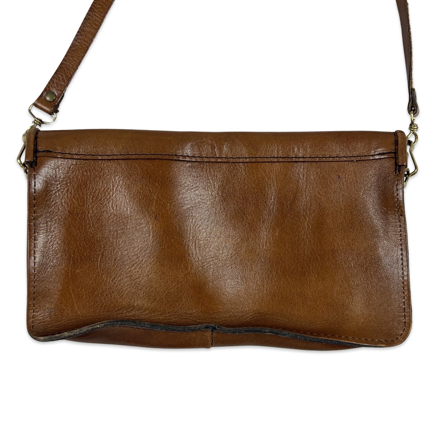 Vintage 90s Brown Leather Crossbody Bag