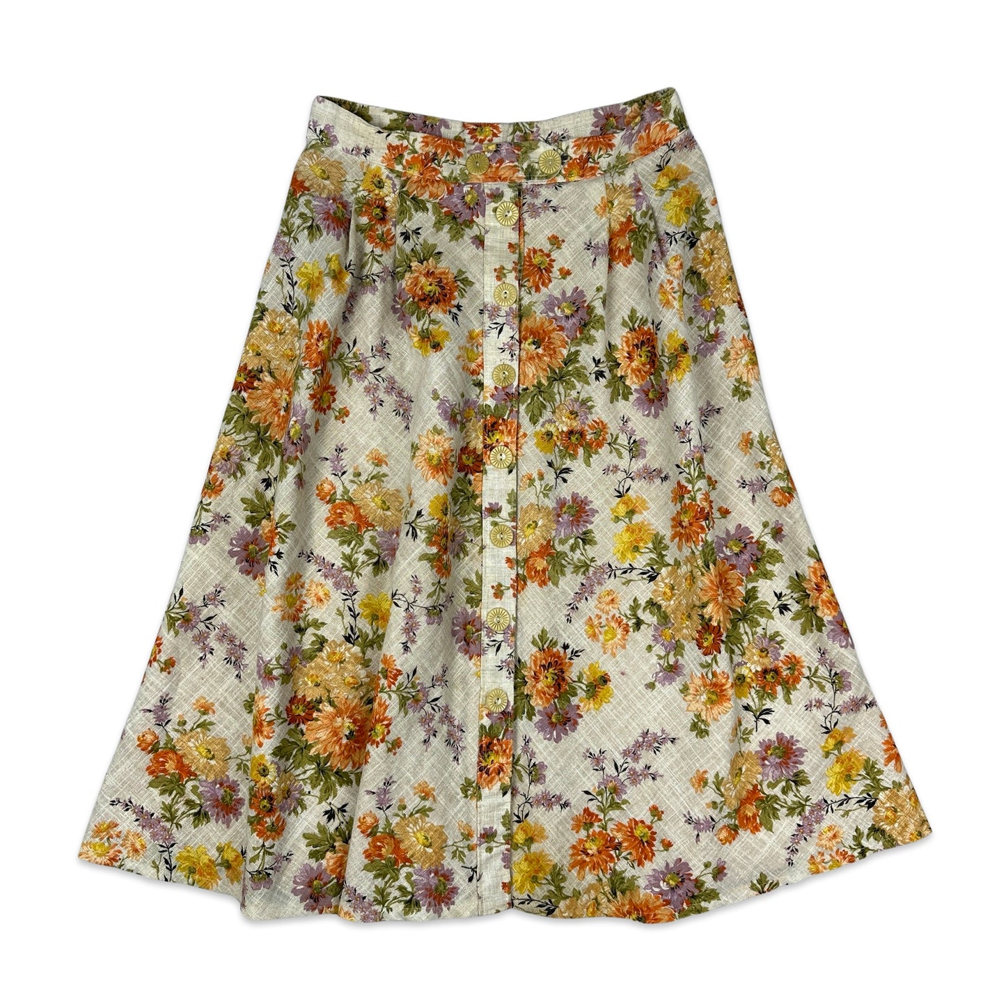 70s Vintage Floral Midi Skirt 12