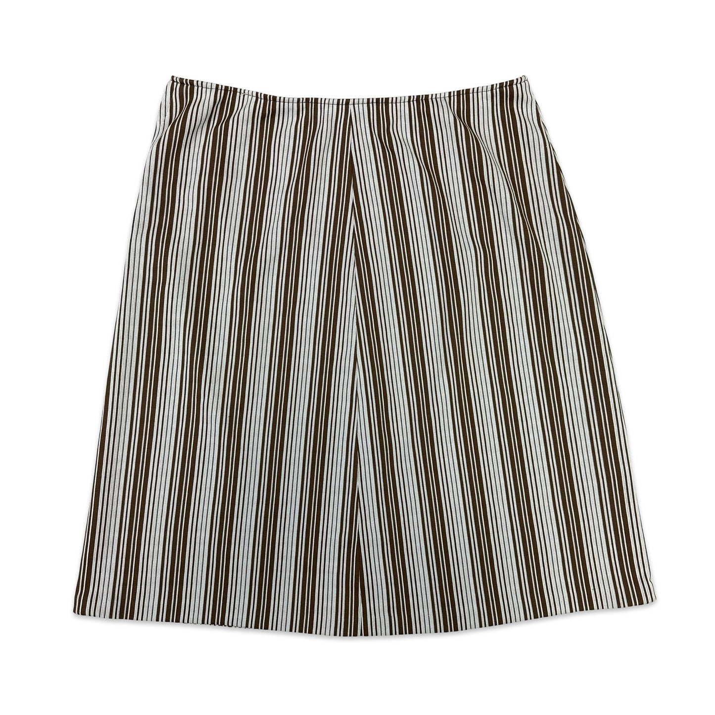 70s Vintage Brown & White A-Line Skirt 14