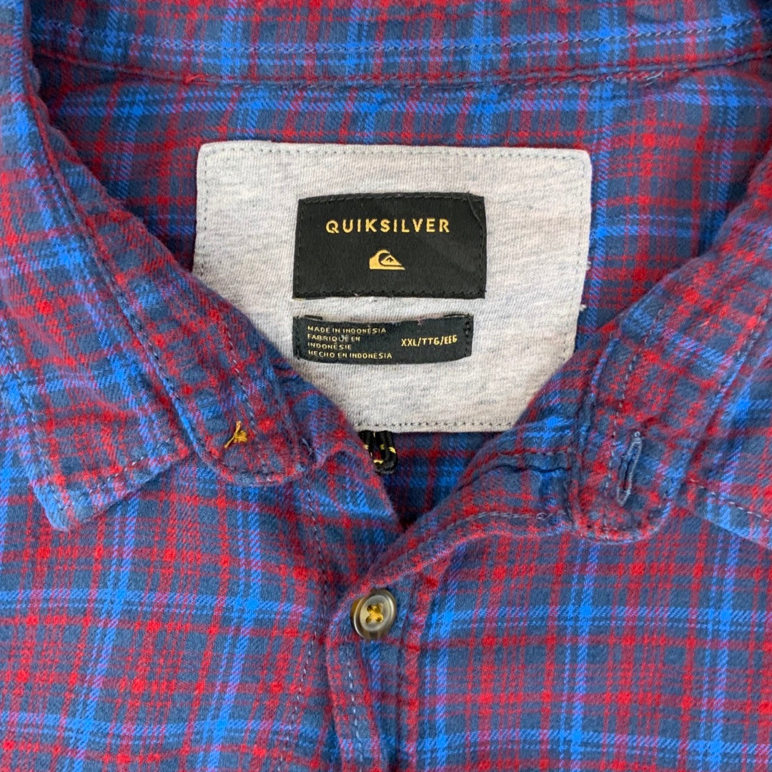 Vintage Quiksilver Red and Blue Plaid Flannel Shirt XL XXL