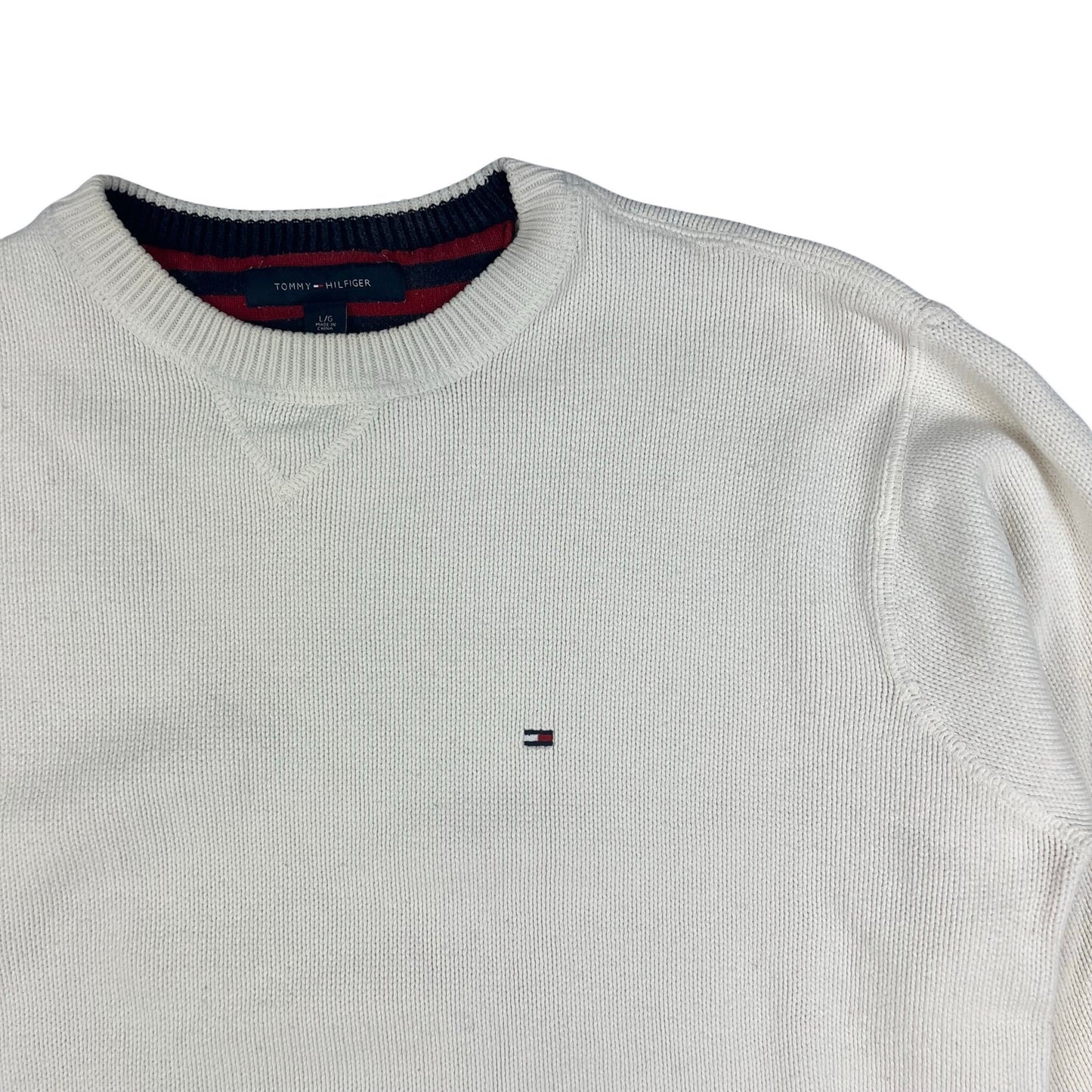 90s 00s Vintage Tommy Hilfiger Knit Jumper Cream L XL