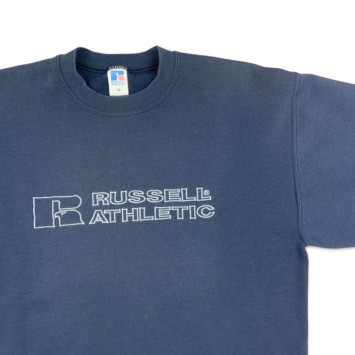 90s 00s Vintage Navy Blue Russell Athletic Spellout Sweatshirt S M L