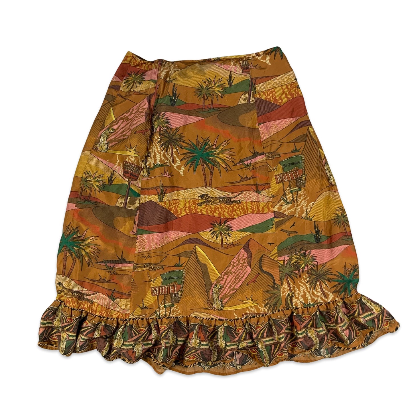 Vintage Orange & Brown Desert Print Skirt 14