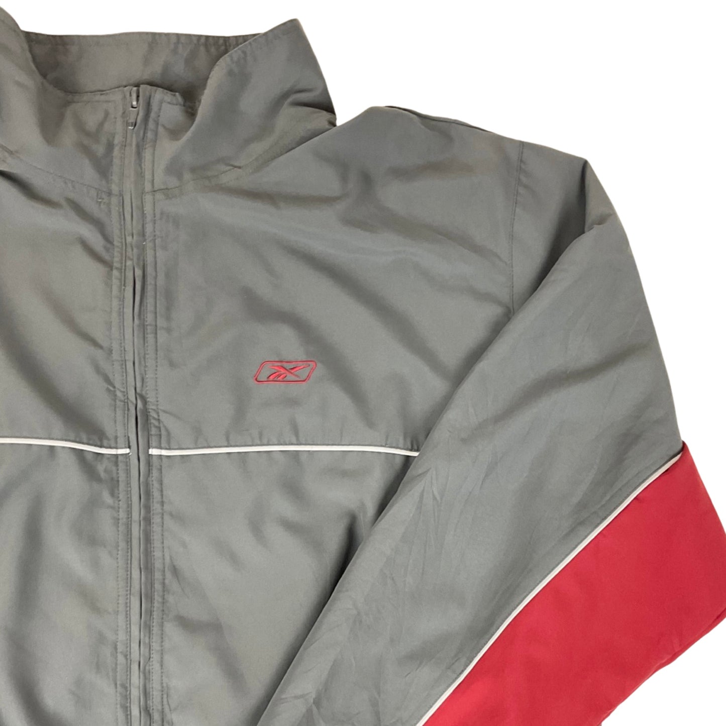 Vintage Reebok Grey and Red Lightweight Track Windbreaker Size 3XL