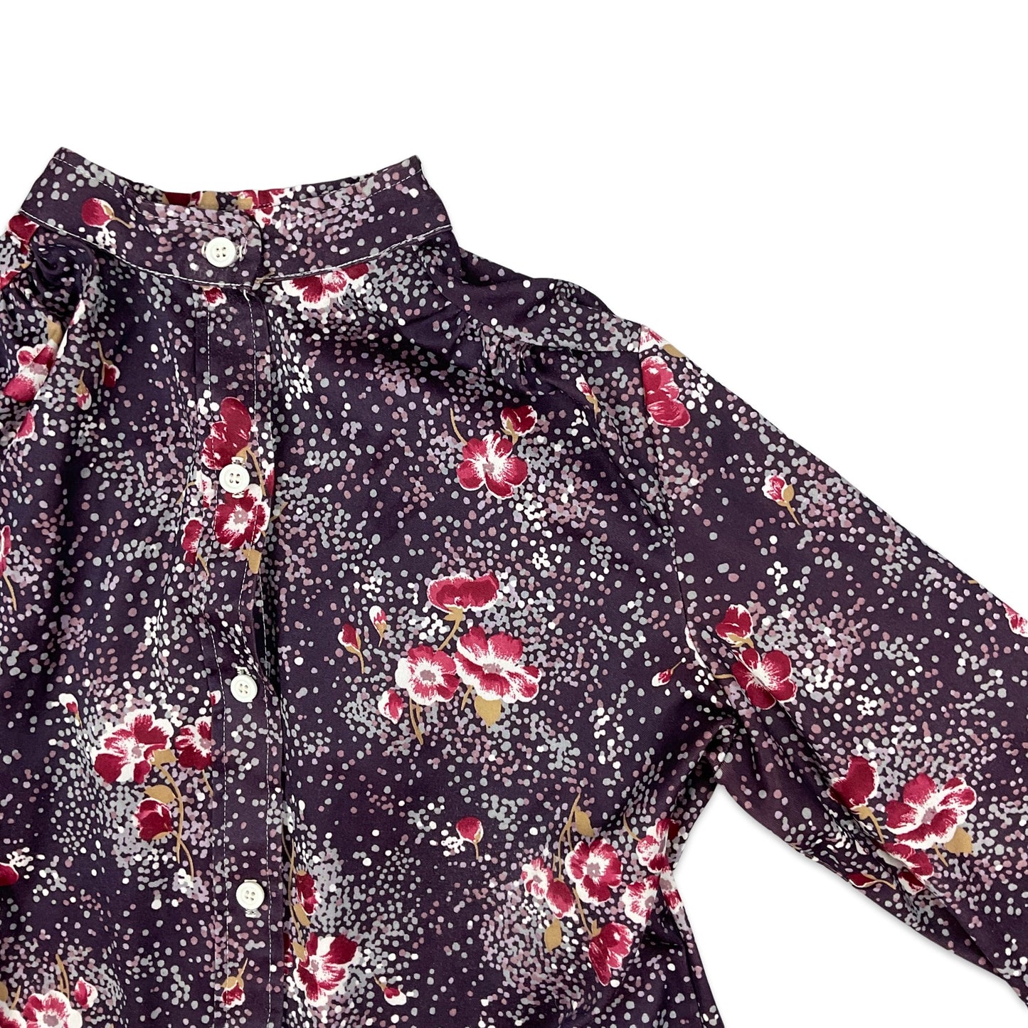 70s Vintage Purple Floral Blouse 12