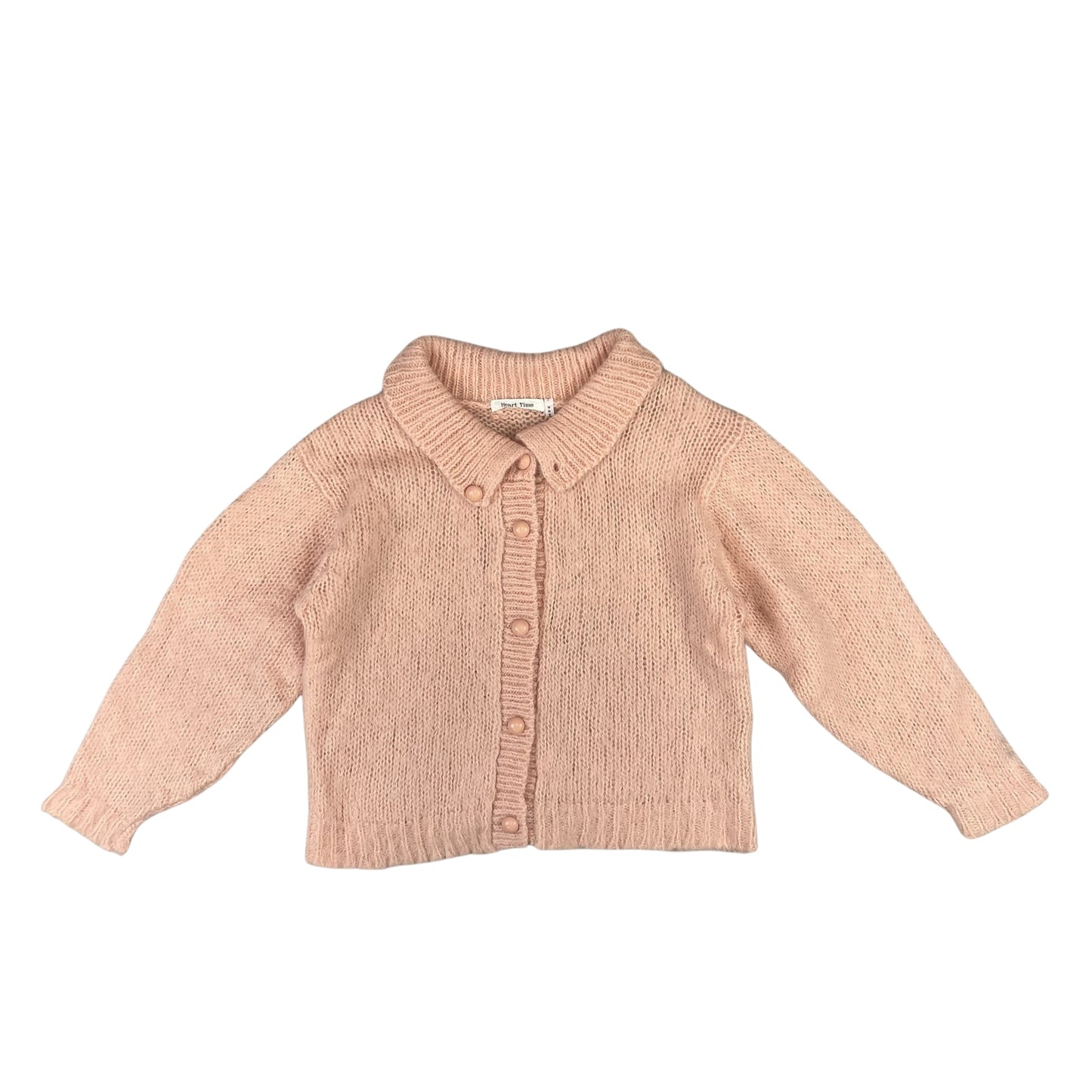 Vintage Mohair Cardigan with Fold Over Collar Baby Pink 14 16 18