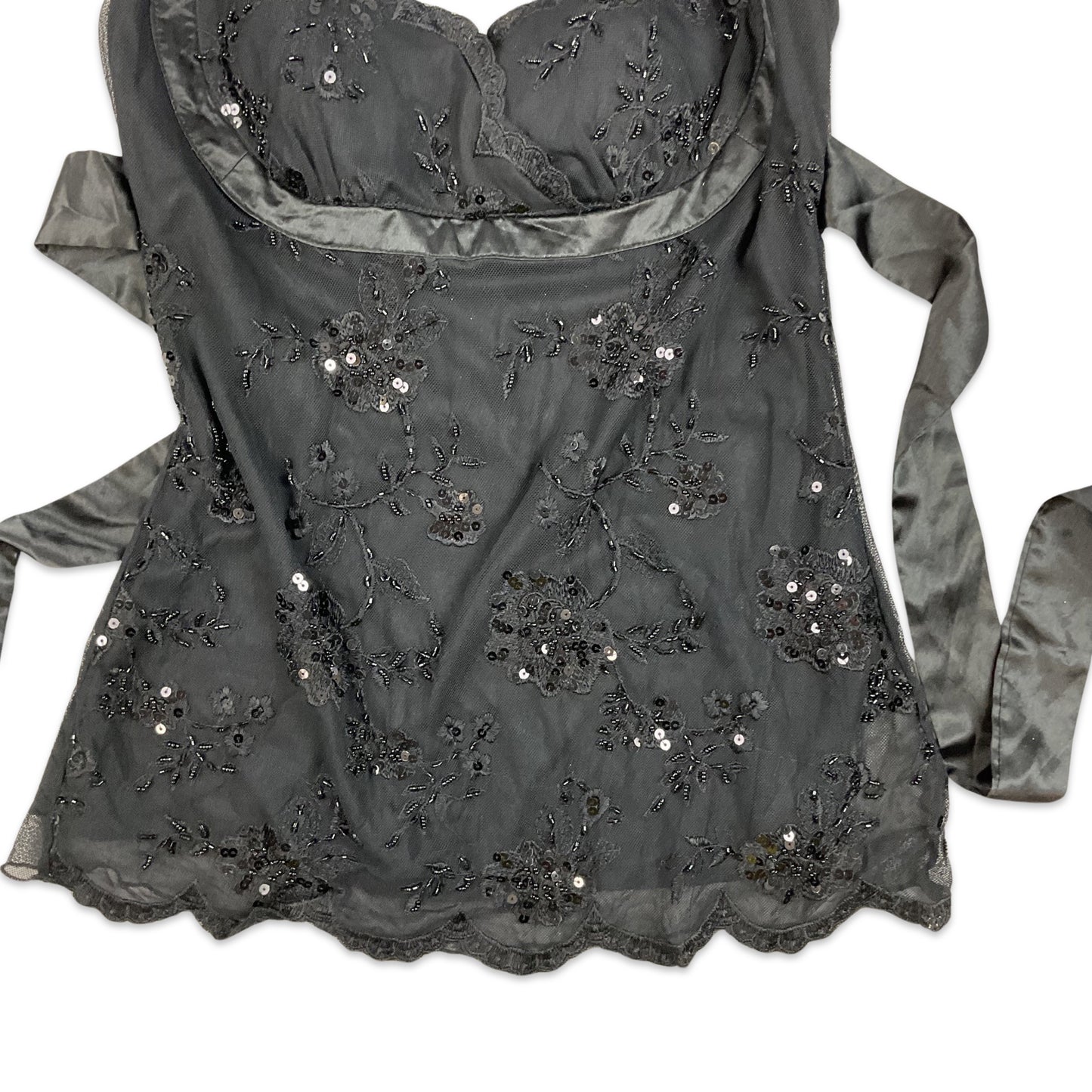 Vintage Y2K Sequin Lace Lingerie Cami 10 12