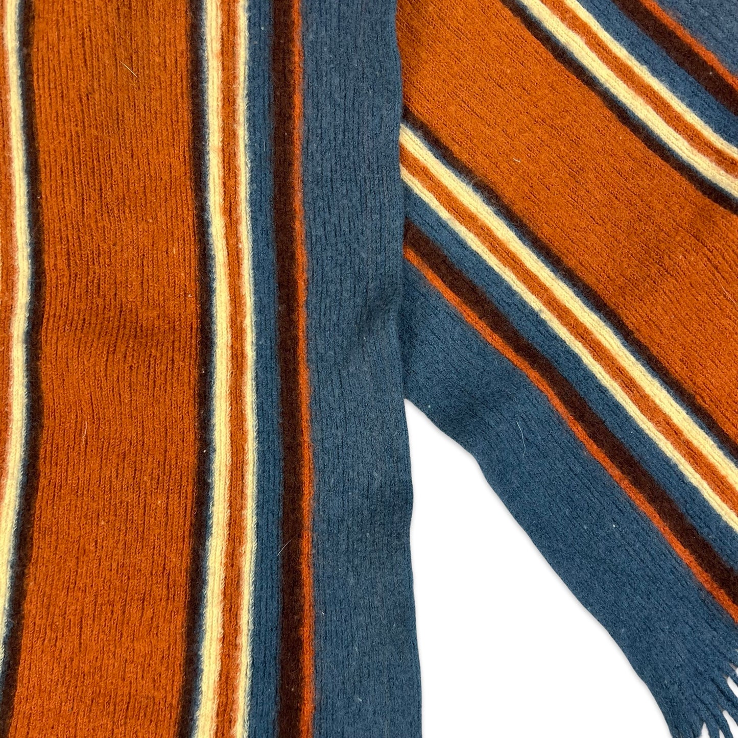 Vintage 90s Stripe Knit Scarf Blue Orange Brown