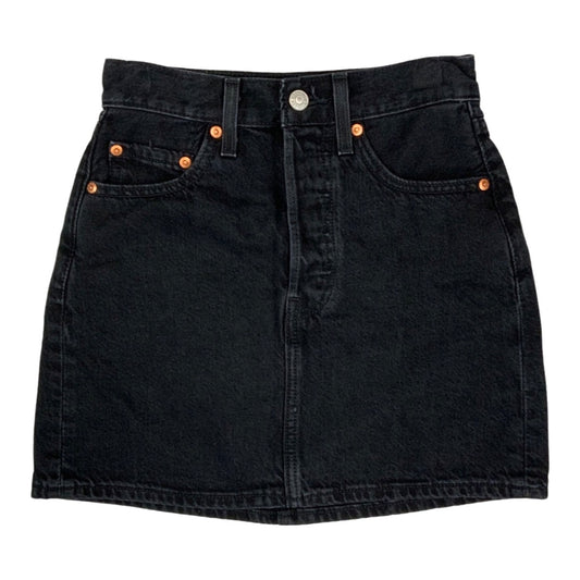 Vintage Levis Premium "Big E" Black Denim Mini Skirt Size 6