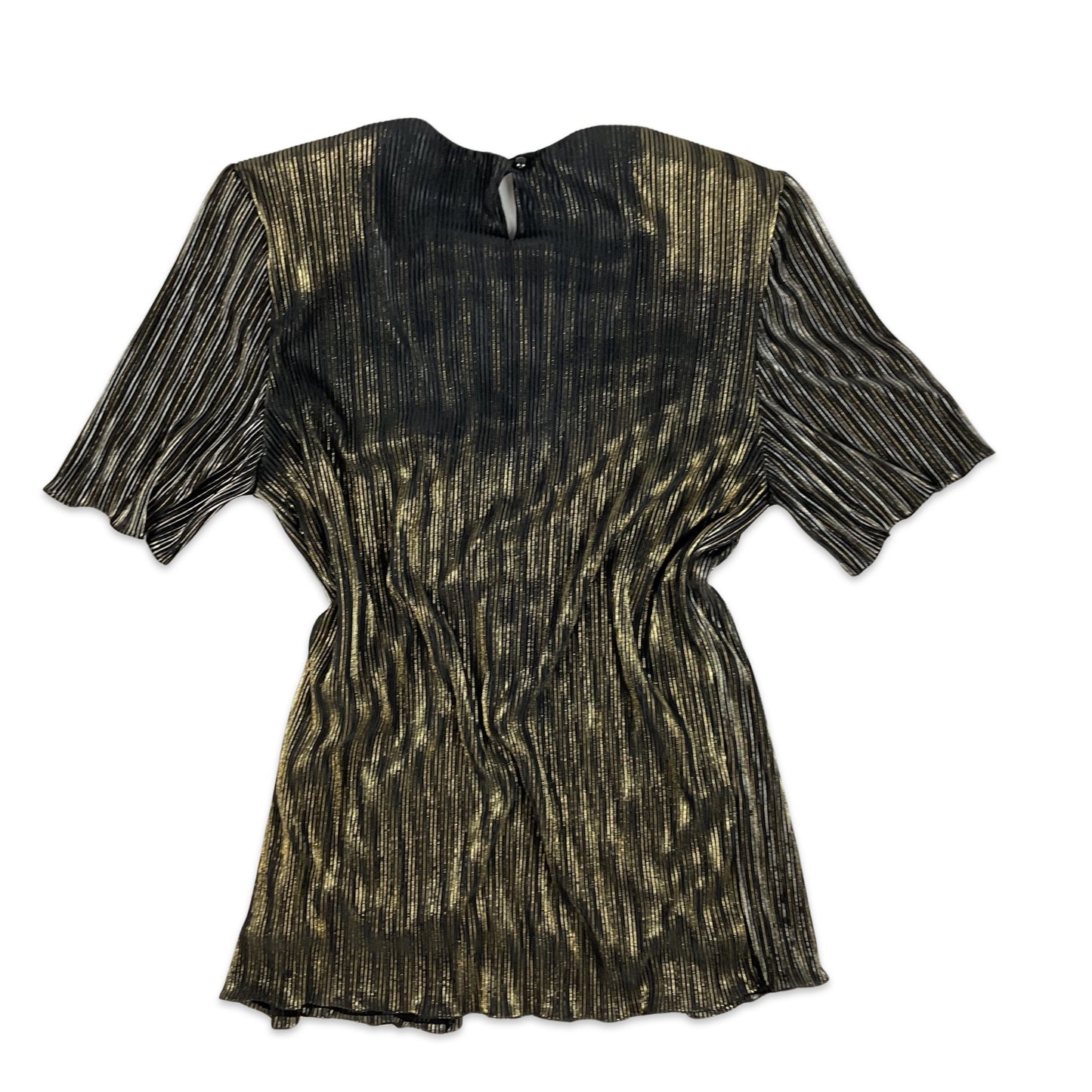 Vintage 80s 90s C&A Lurex Blouse Black Gold Silver 12