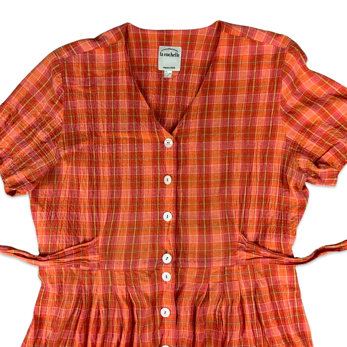 Vintage Orange Check Midi Dress 18