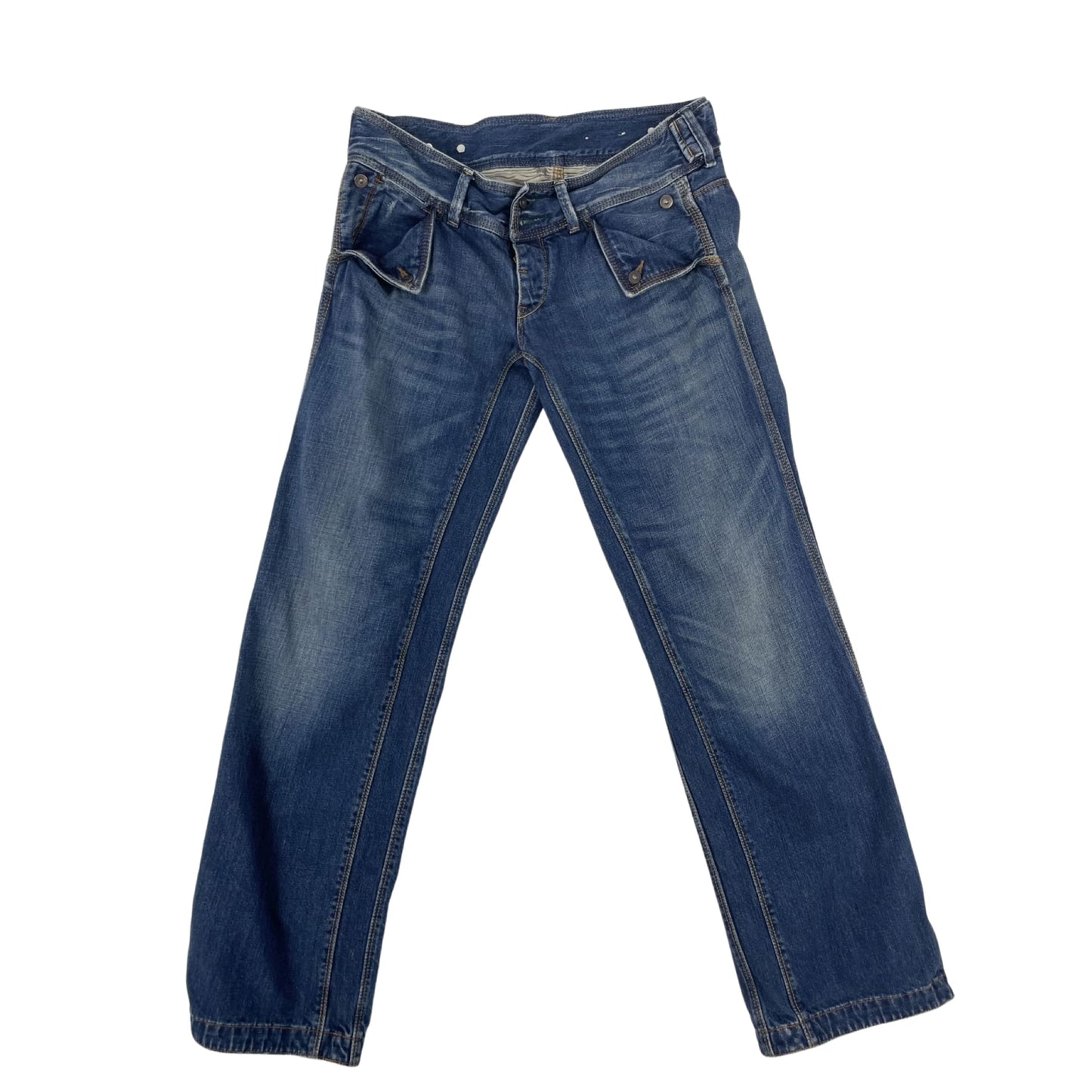 Vintage Y2K Industrial Straight Leg Adjustable Waist Denim Jeans 10