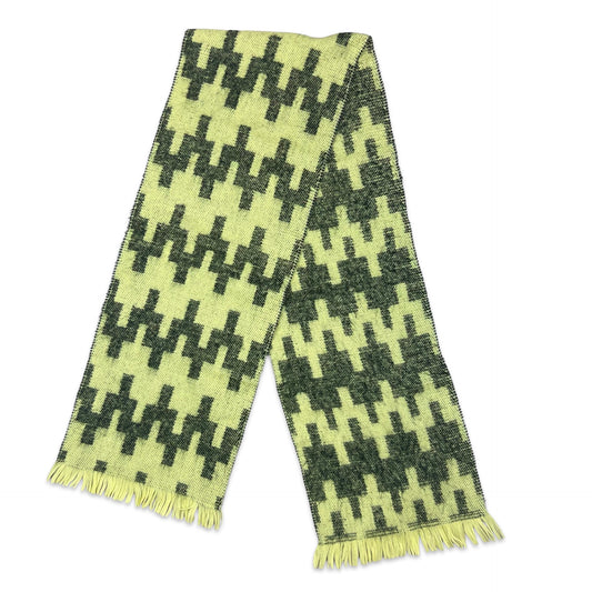 Vintage Chevron Knit Scarf Yellow Black