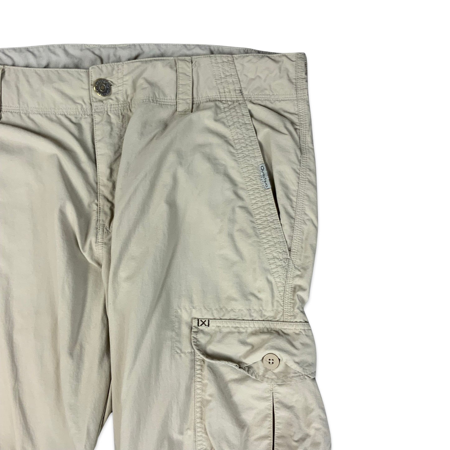 Y2K 00s Beige Cargo Trousers W38 L25