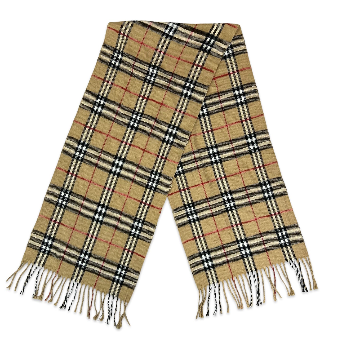 Vintage Plaid Knit Scarf Beige White Black Red