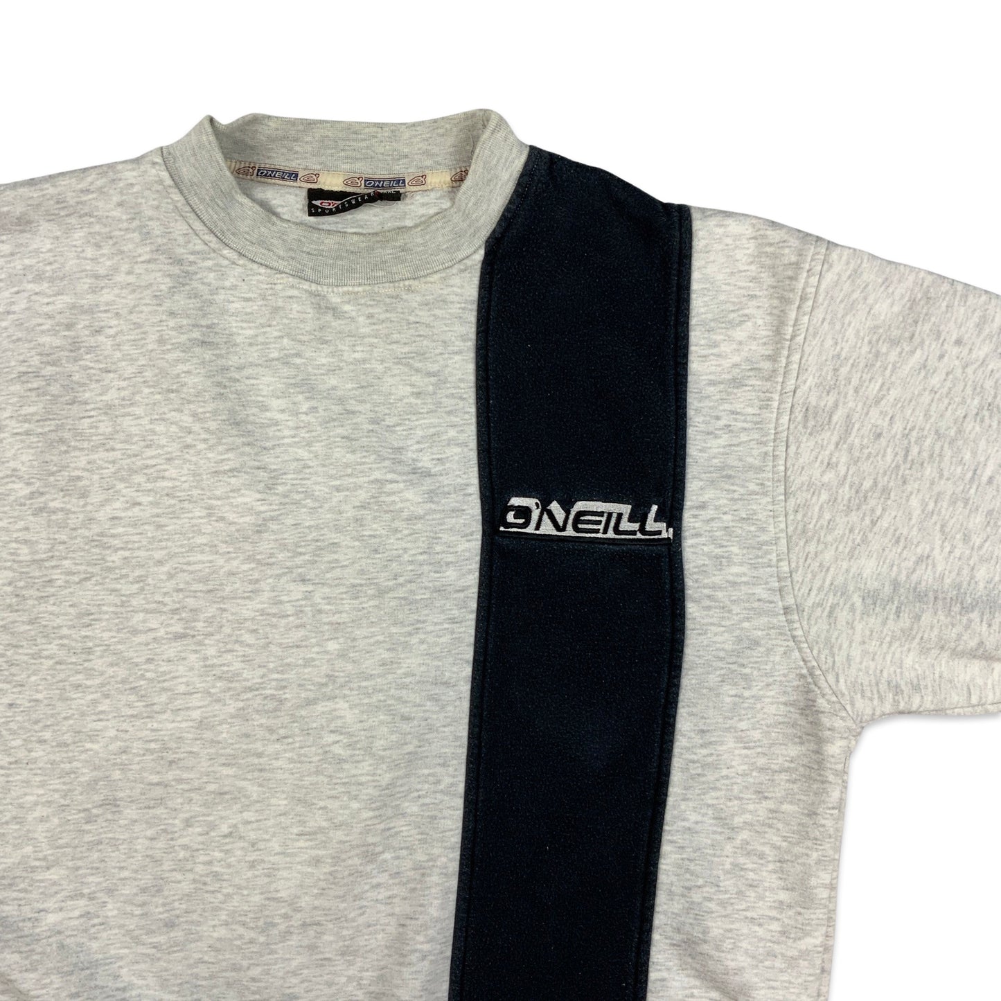 90s 00s Vintage Grey O’Neill Spellout Sweatshirt Black Stripe M L XL