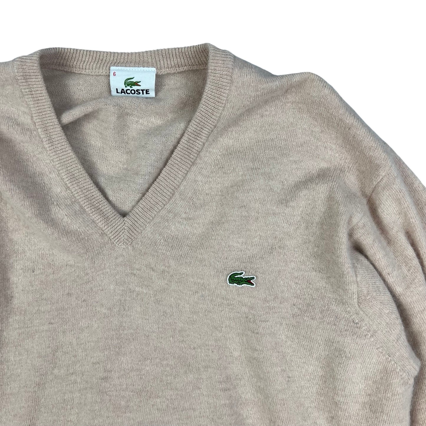 00s Vintage Lacoste Knit Jumper Pink Beige M L