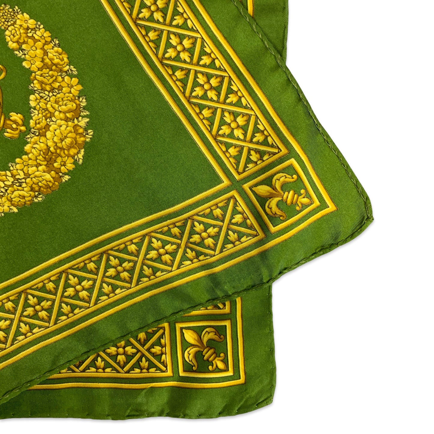 Vintage Green Gold Ornate Scarf