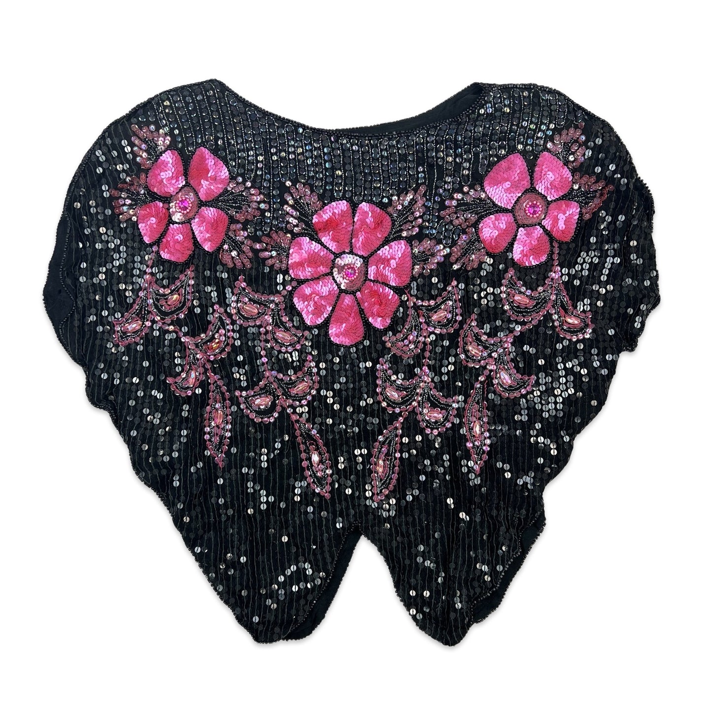 Vintage 80s Sequin Cape Pink Black 14 16 18