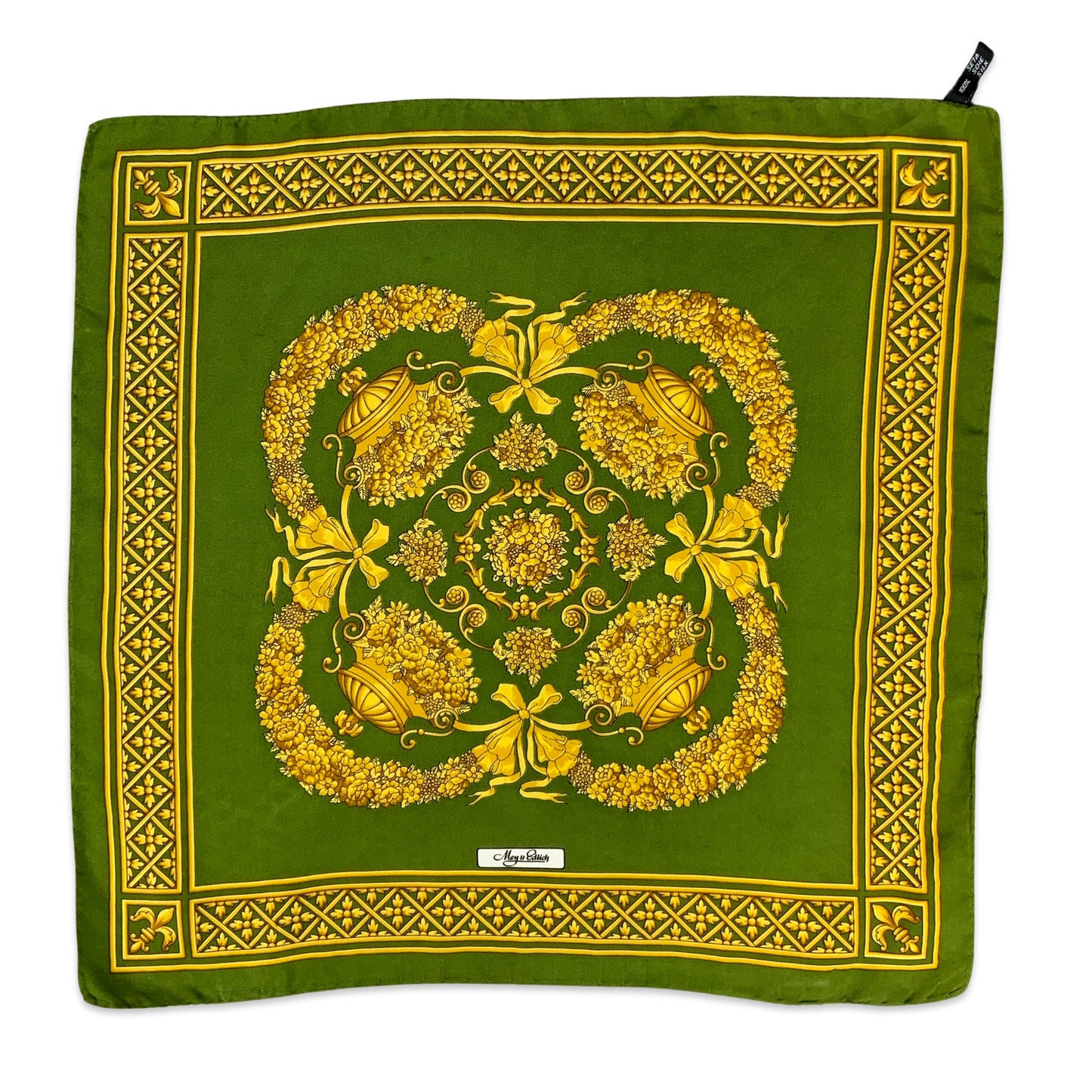 Vintage Green Gold Ornate Scarf