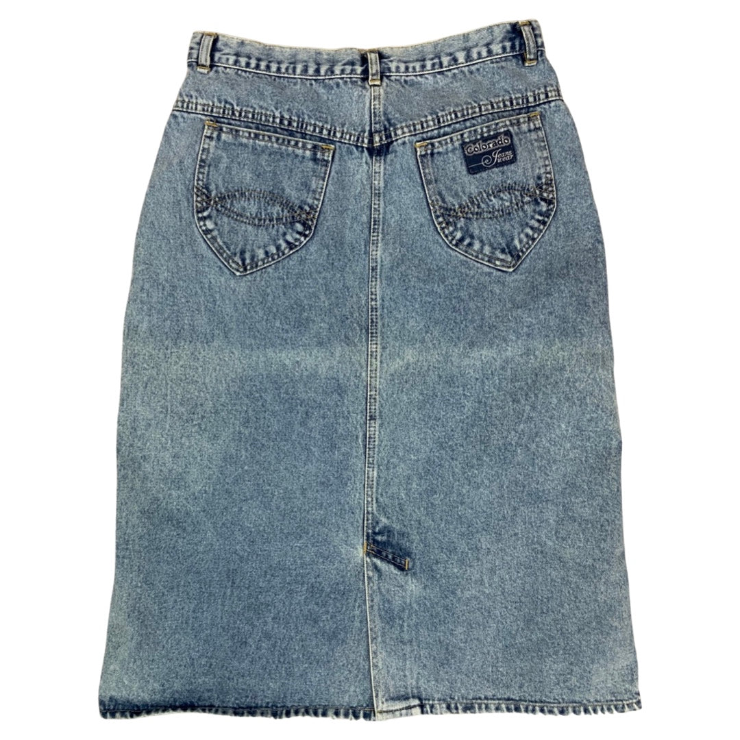 Vintage 90s Acid Wash Denim Skirt Blue 14